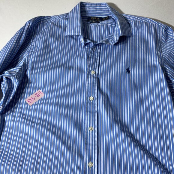 Polo Ralph Lauren Mens Slim Fit Blue/White Striped Dress Shirt 16.5 34/35 Large - Picture 7 of 7